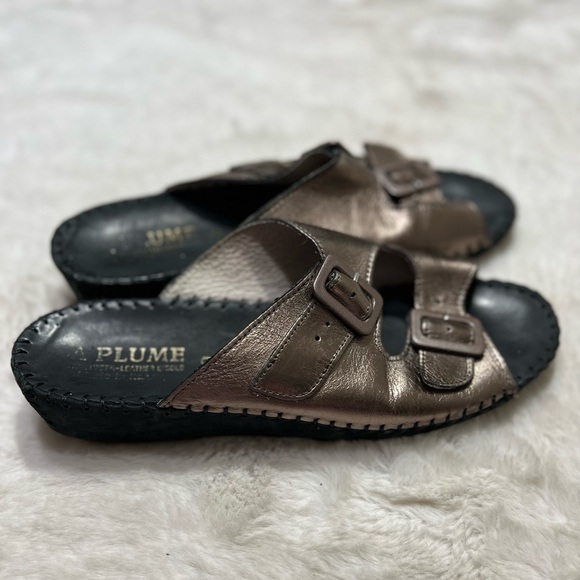 LA Plume metallic JEN style slip on sandal womens size 8.5-9 - Picture 1 of 9